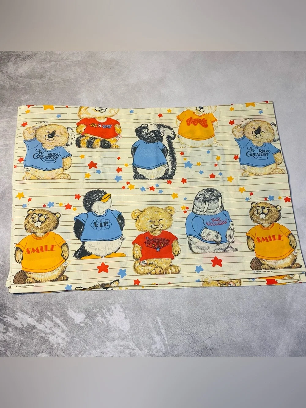 VTG 1980 HALLMARK SHIRT TALES TWIN SHEET FLAT DAN RIVERS USA